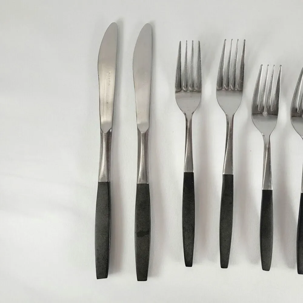 Kingston KGS2 Stainless Flatware Japan Black Handle MCM Minimalist 8-Piece Set
